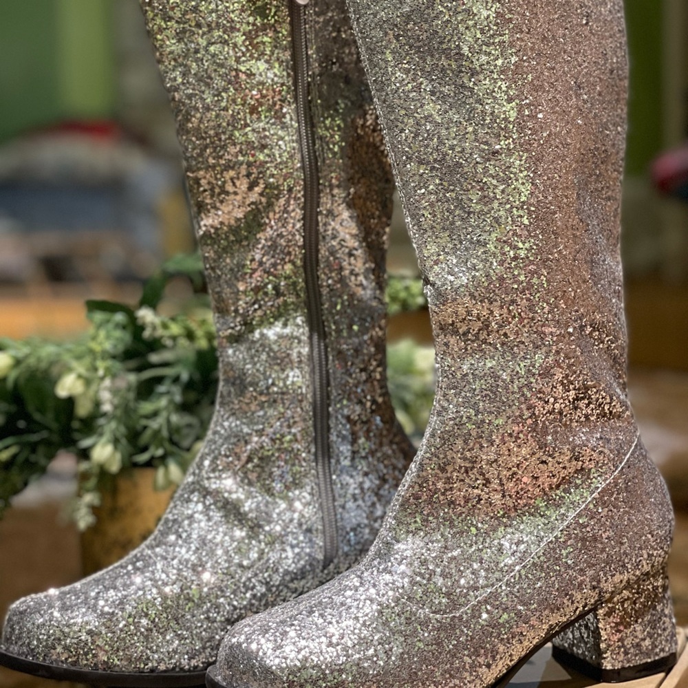 Girls Sz 4 Silver Sparkle Zip Up Boots